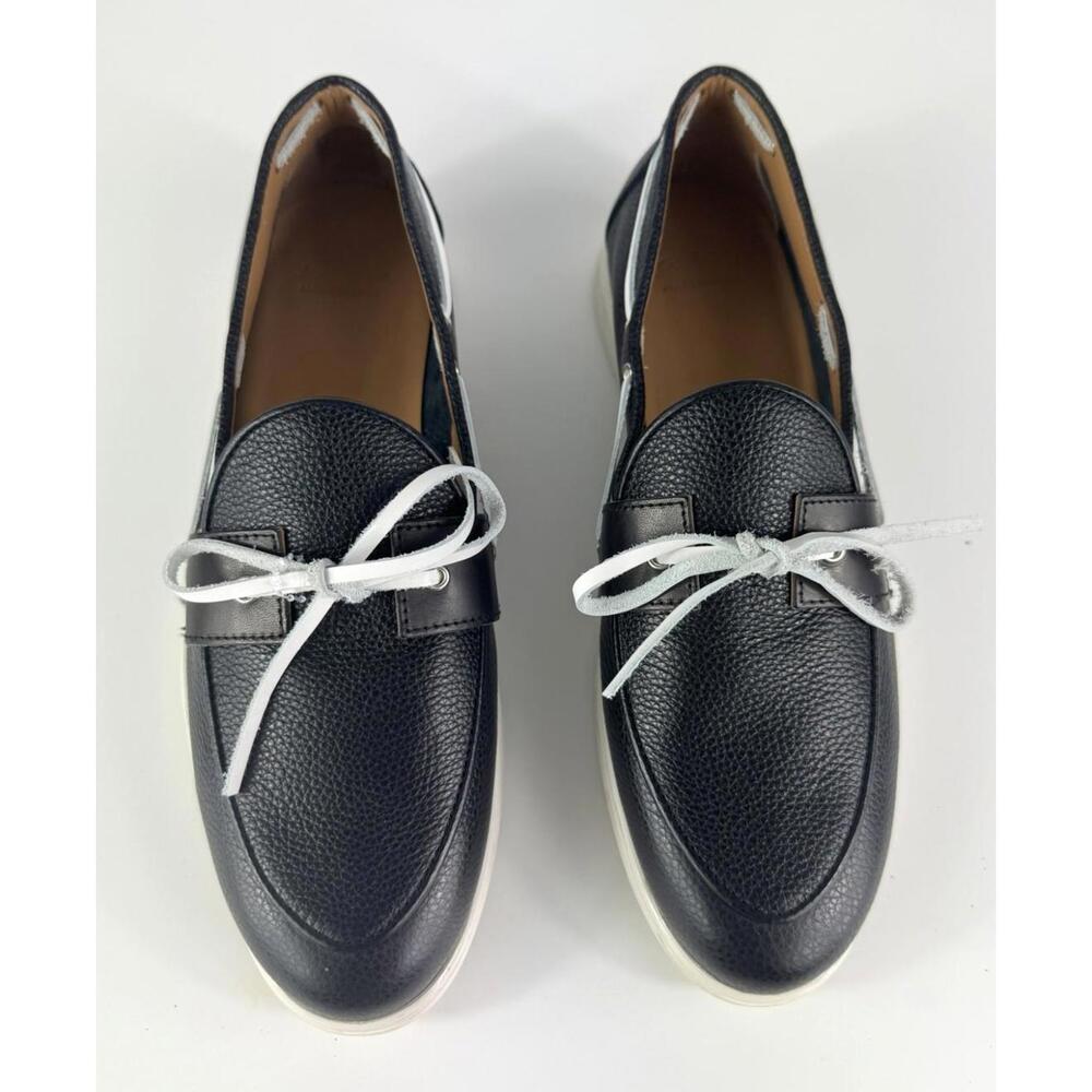 Del Toro Women's Black Pebbled Leather Barca Yacht Loafer US 9.5